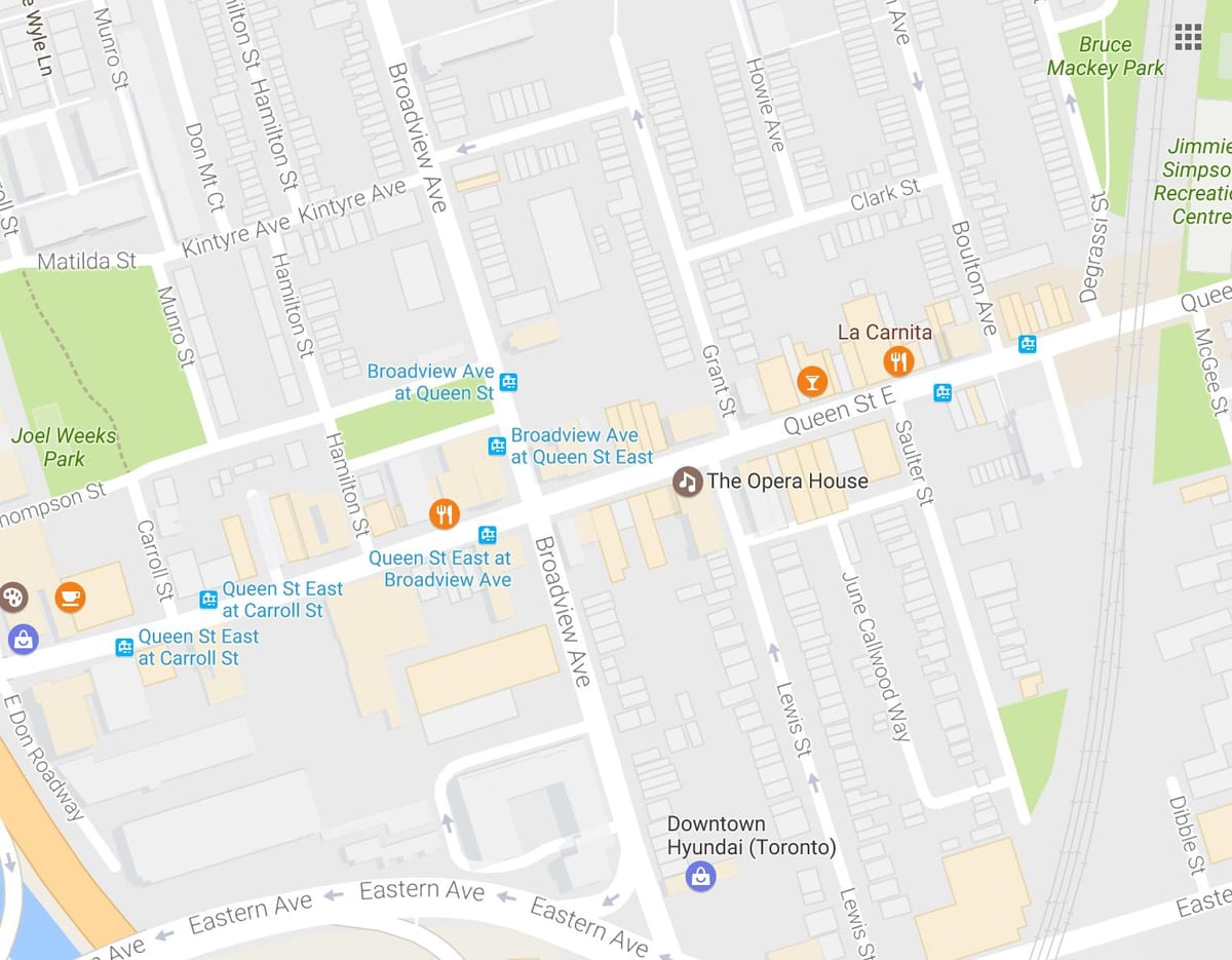 Kort af óperuhúsið Toronto