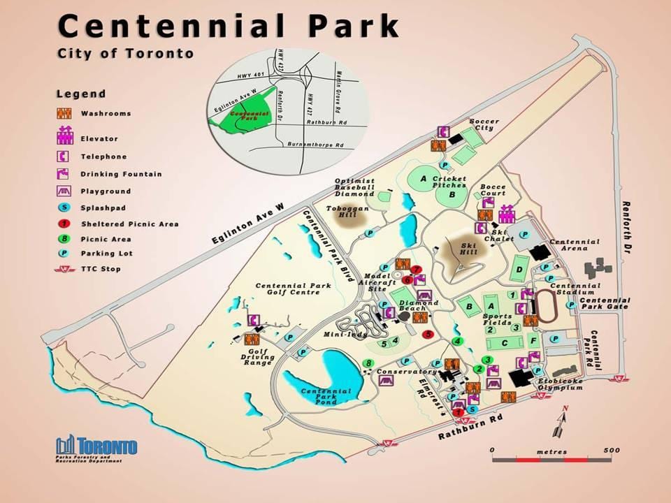 Kort af Aldamótunum Park Gróðurhús Toronto