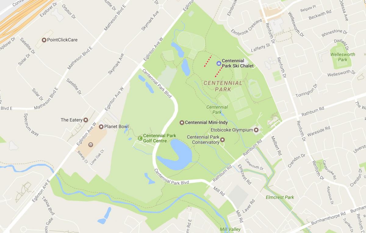 Kort af Aldamótunum hverfinu Park Toronto