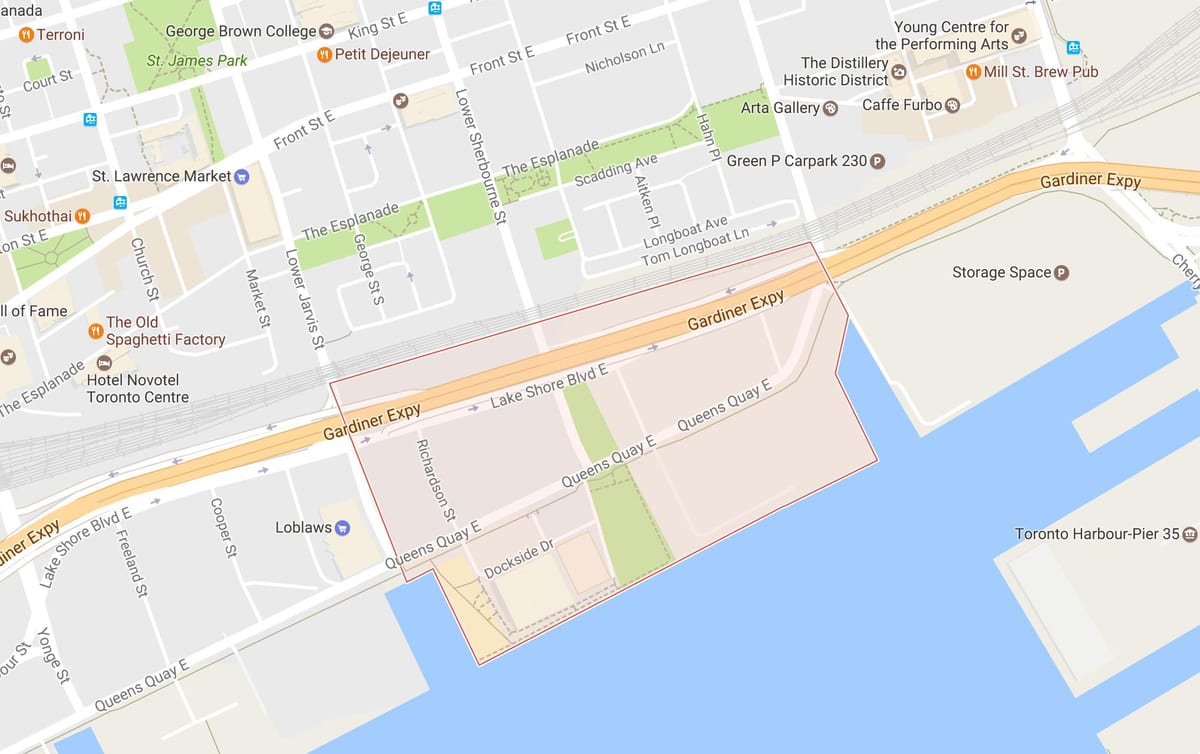 Kort af Austur Á hverfinu Toronto