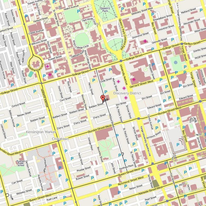 Kort af Baldwin Þorpinu Toronto