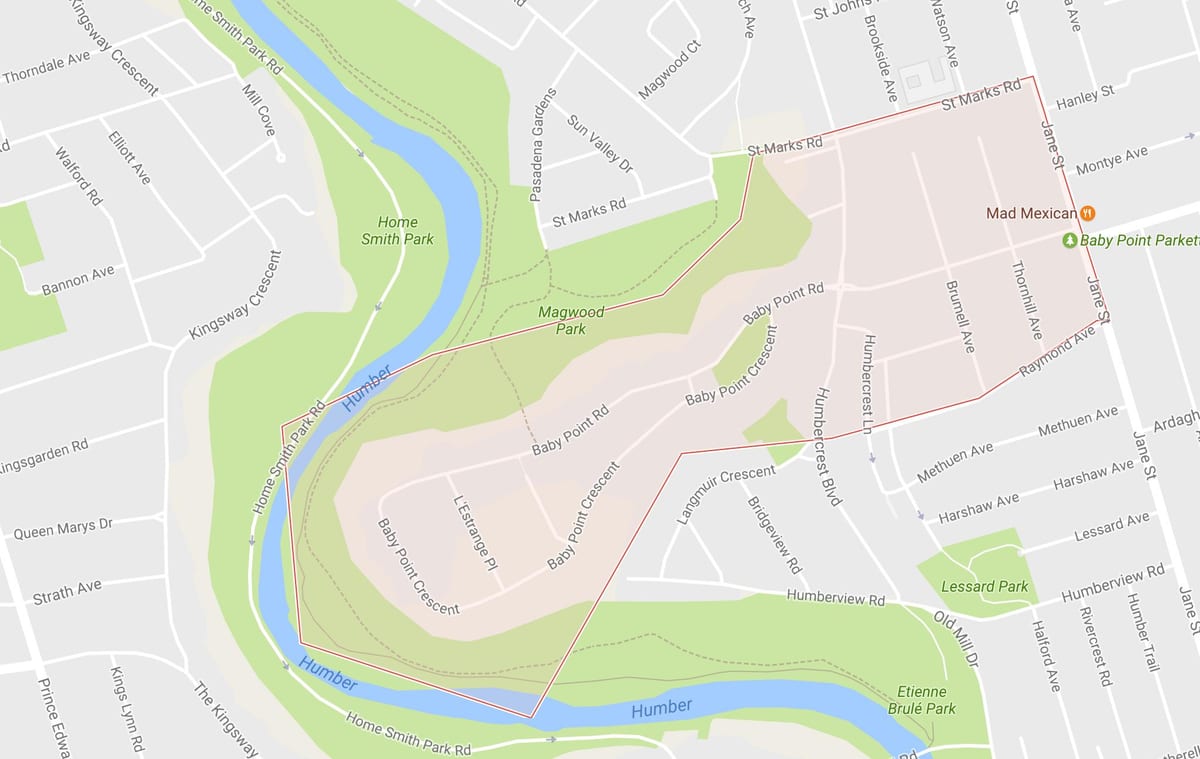 Kort af Barnið Benda hverfinu Toronto