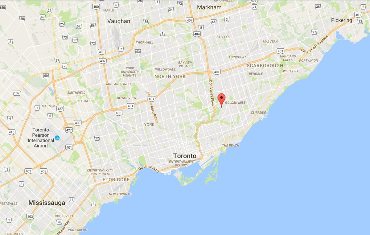 Kort af Bermondsey umdæmi Toronto