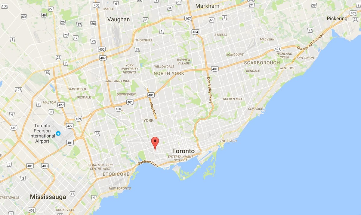 Kort af Brockton Þorpinu umdæmi Toronto