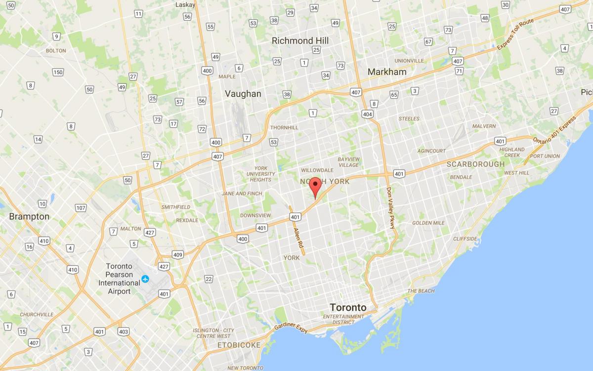 Kort af Brynja Heights umdæmi Toronto