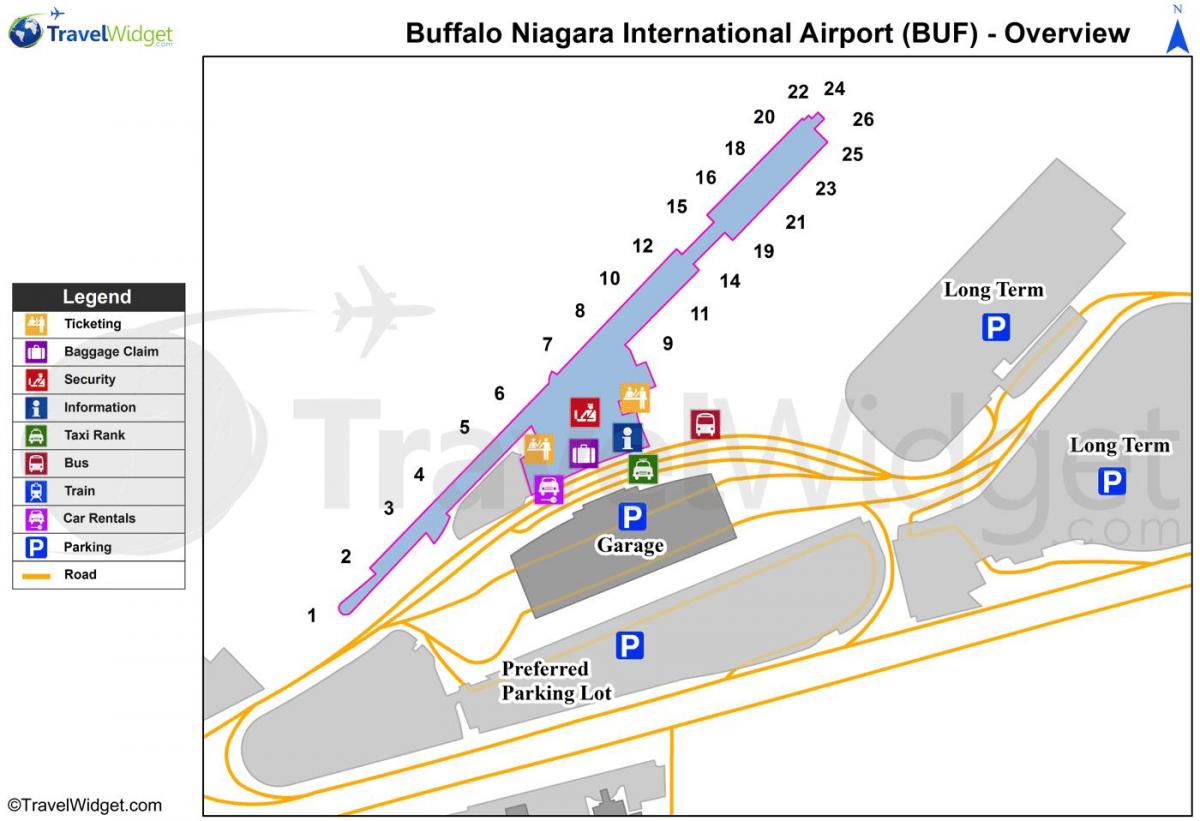 Kort af Buffalo Niagara-flugvöllur
