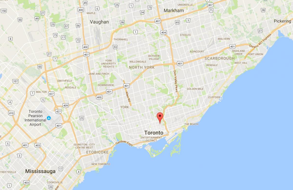 Kort af Cabbagetown umdæmi Toronto