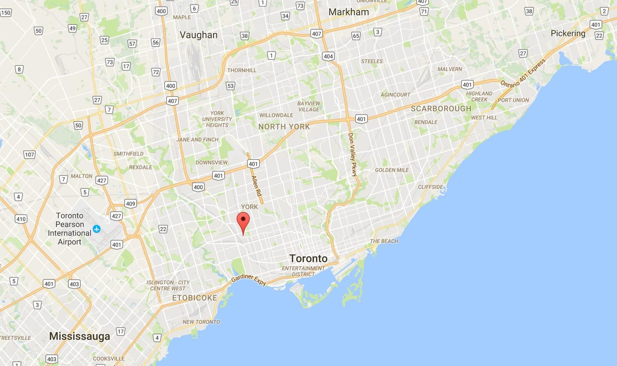 Kort af Carleton Þorpinu umdæmi Toronto