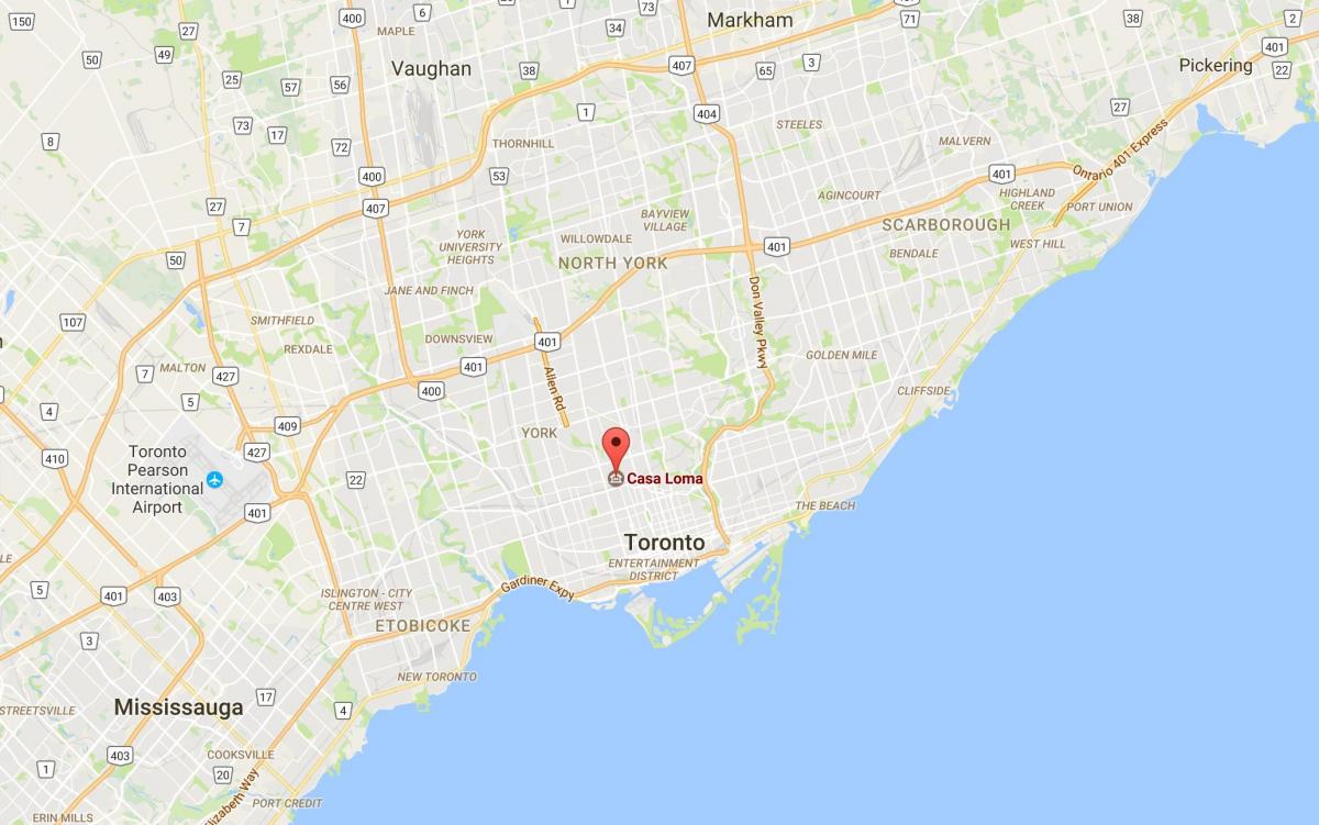 Kort af Casa Loma umdæmi Toronto
