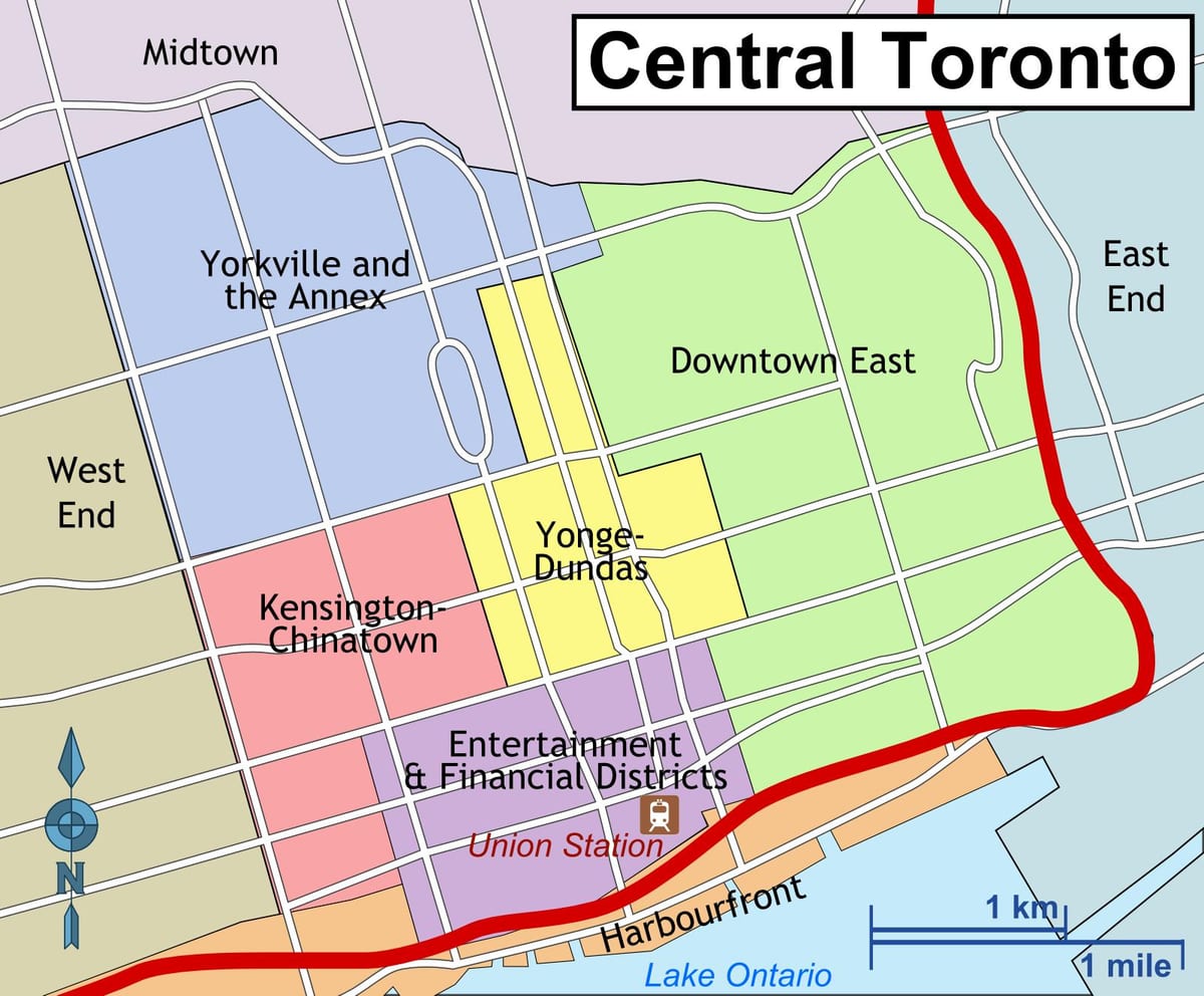 Kort af Central Toronto
