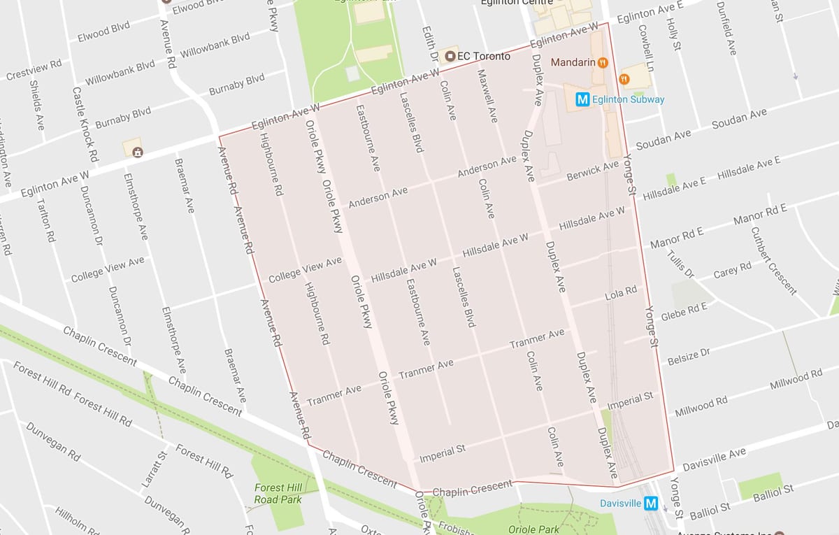 Kort af Chaplin Bú hverfinu Toronto
