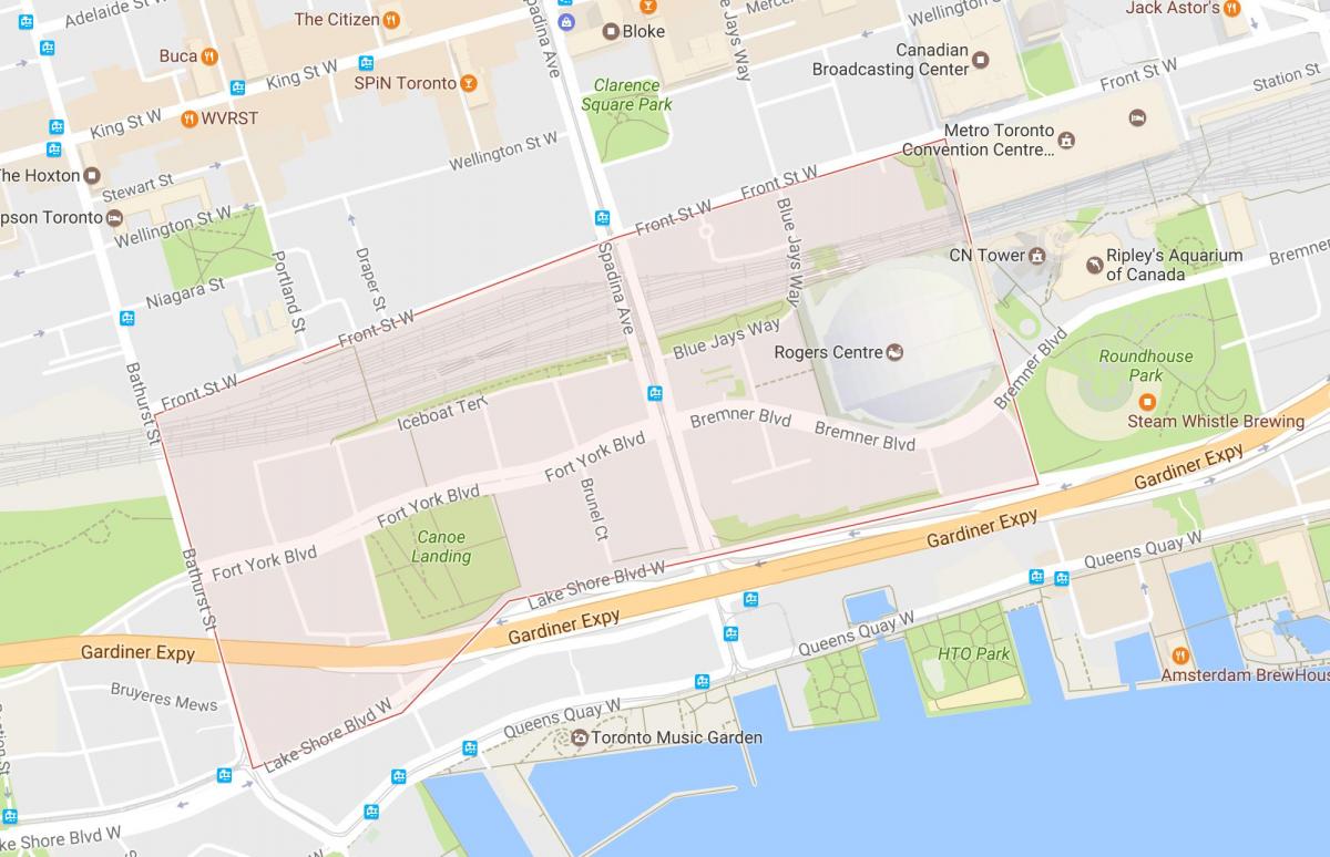Kort af CityPlace hverfinu Toronto