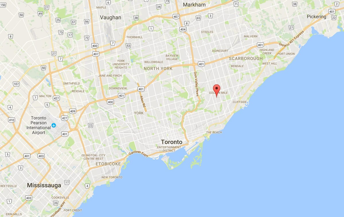 Kort af Clairlea umdæmi Toronto