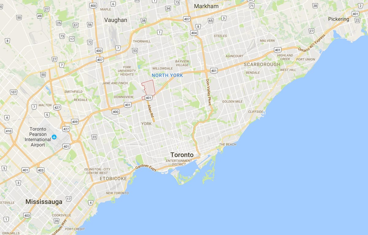 Kort af Clanton Park umdæmi Toronto