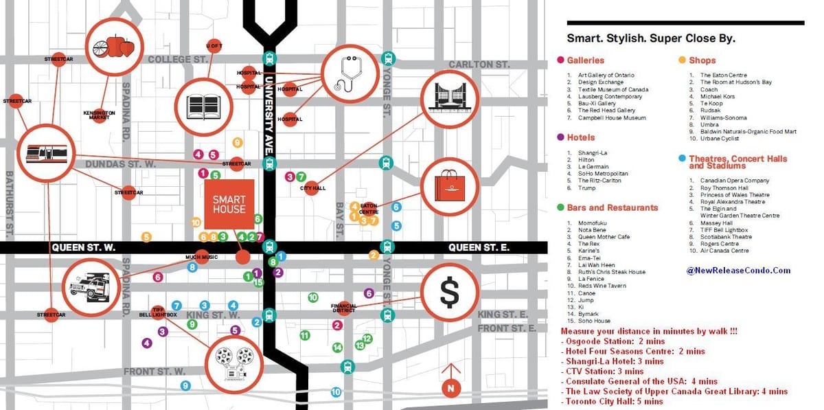 Kort af Drottning götunni Toronto