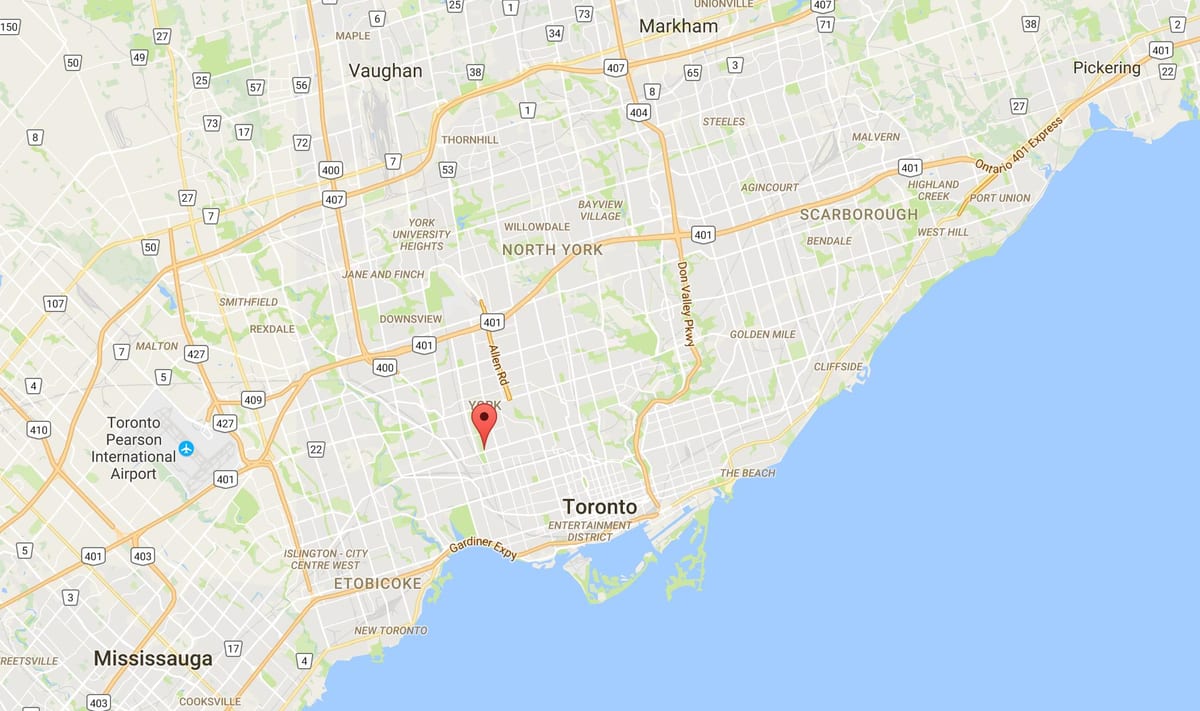 Kort af Earlscourt umdæmi Toronto