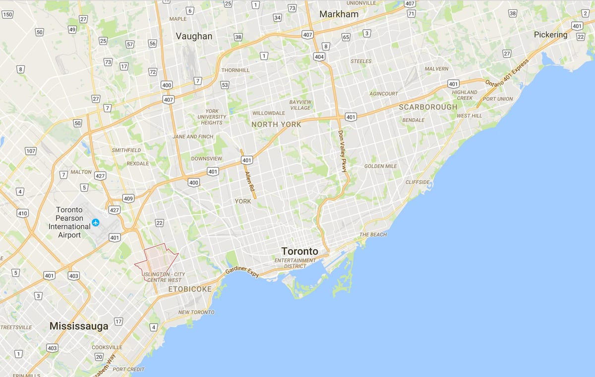 Kort af Eatonville umdæmi Toronto