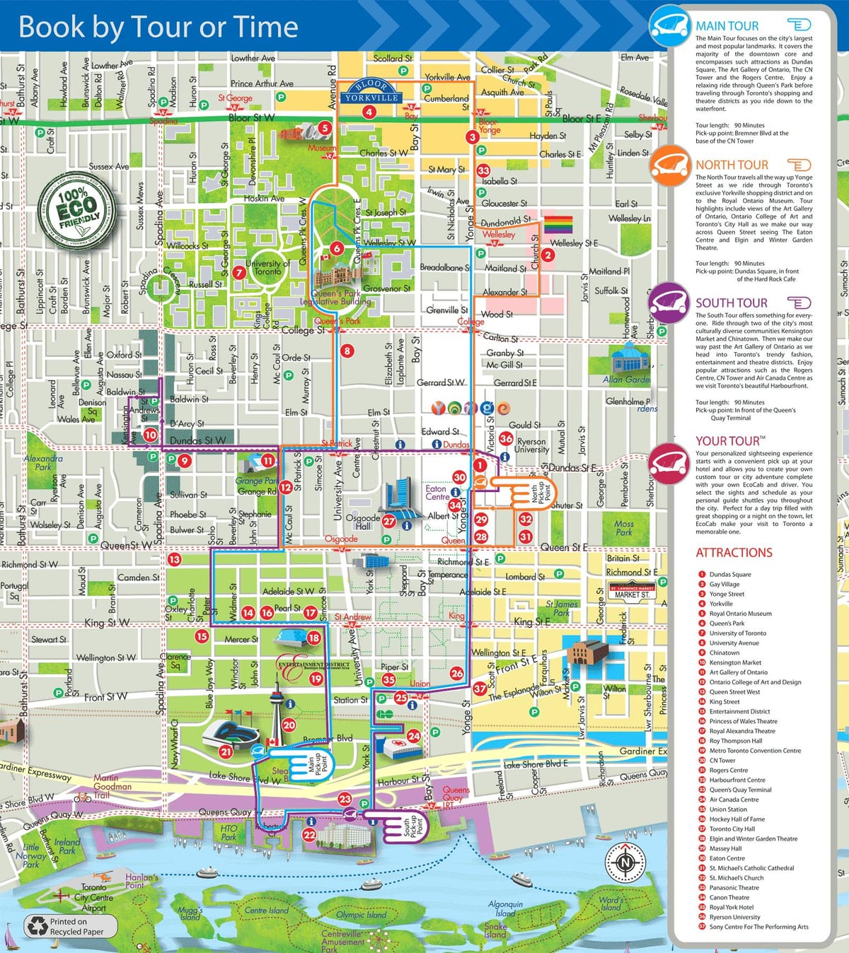 Kort af Eco leigubíl ferðir Toronto