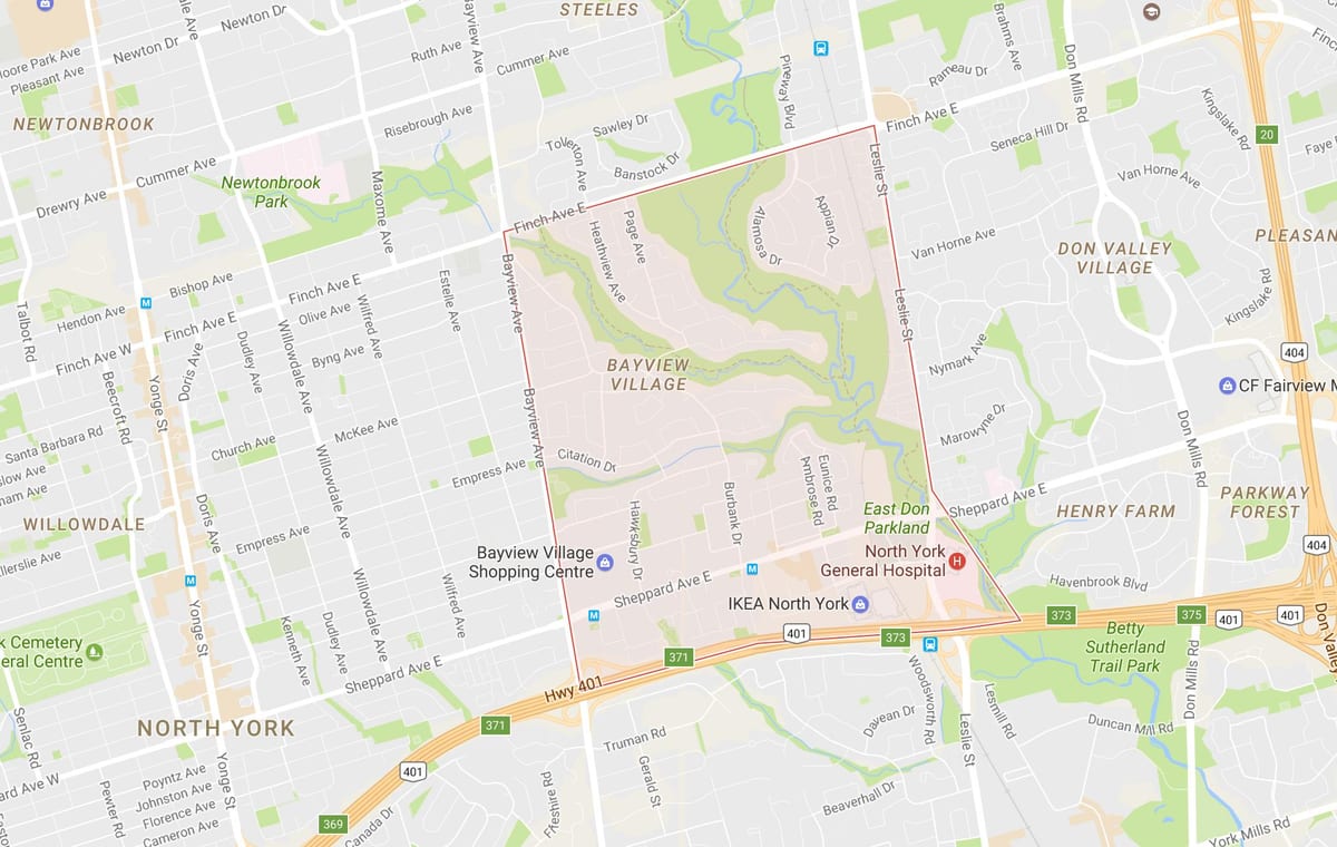Kort af evergreen laurel Þorpinu hverfinu Toronto