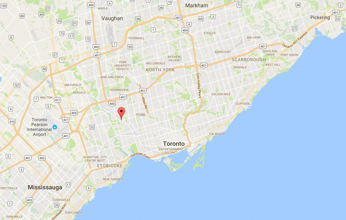 Kort af Mount Dennis umdæmi Toronto