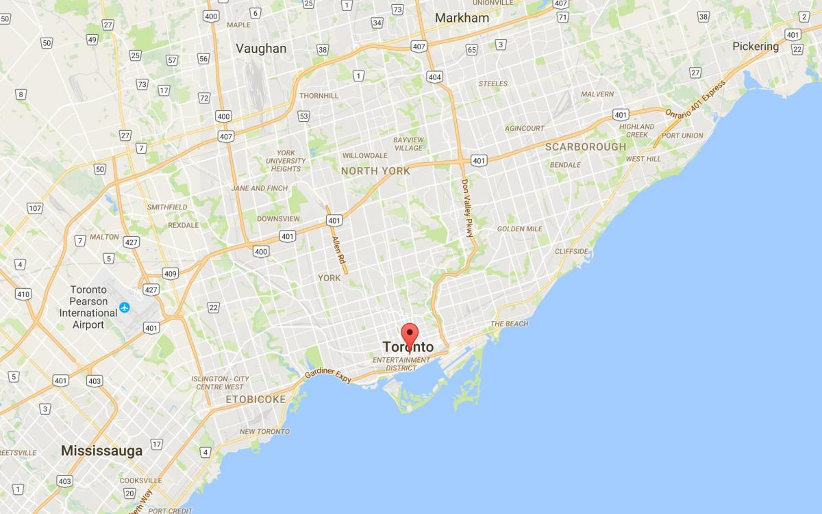 Kort af fjármálahverfið umdæmi Toronto