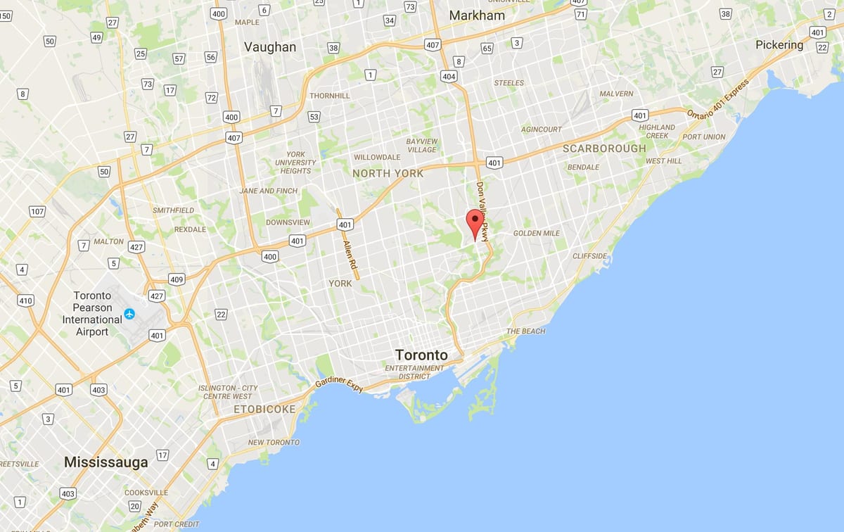 Kort af Flemingdon Park umdæmi Toronto