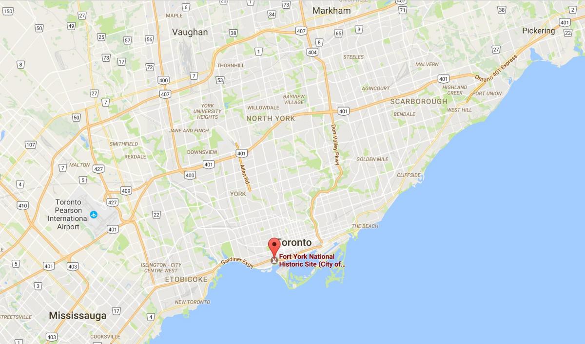 Kort af Fort York umdæmi Toronto