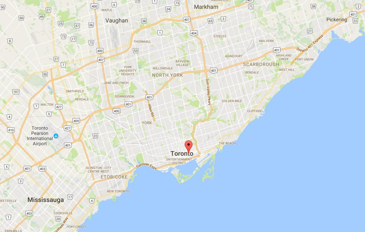 Kort af Gamla Bænum umdæmi Toronto
