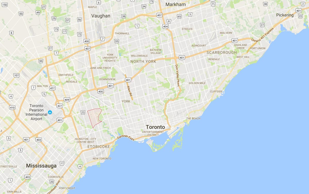 Kort af gamlar byggingar Valley Þorpinu umdæmi Toronto
