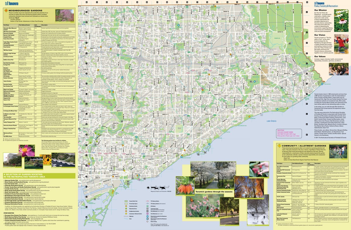 Kort af görðum Toronto austur