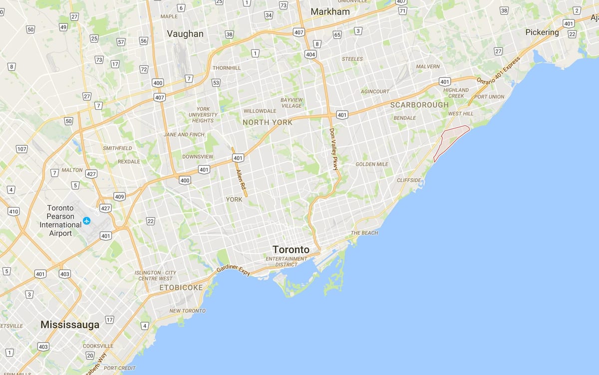 Kort af Guildwood umdæmi Toronto