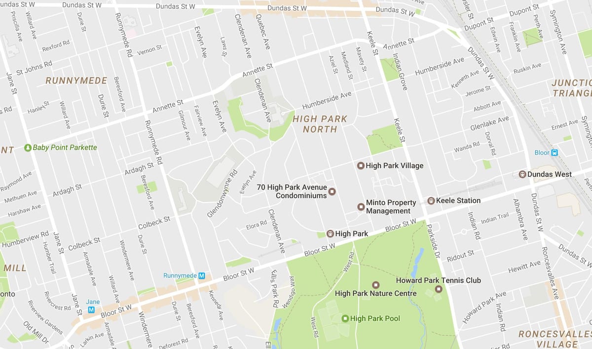 Kort af Hár hverfinu Park Toronto
