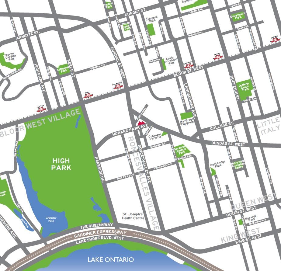Kort af Hár park Toronto yfirlit