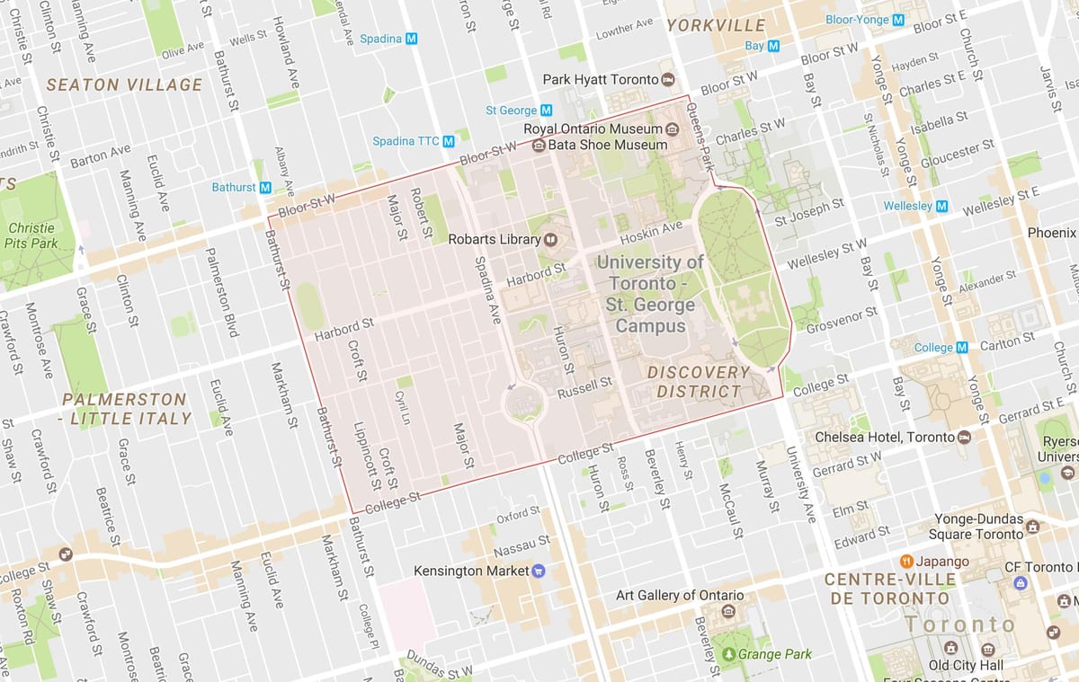 Kort af University Toronto