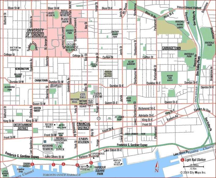 Kort af Háskólann í Toronto í Kanada