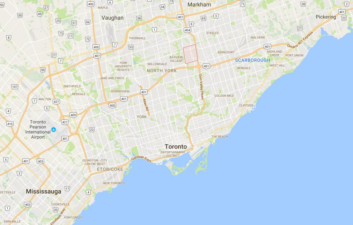 Kort af Hnetu umdæmi Toronto