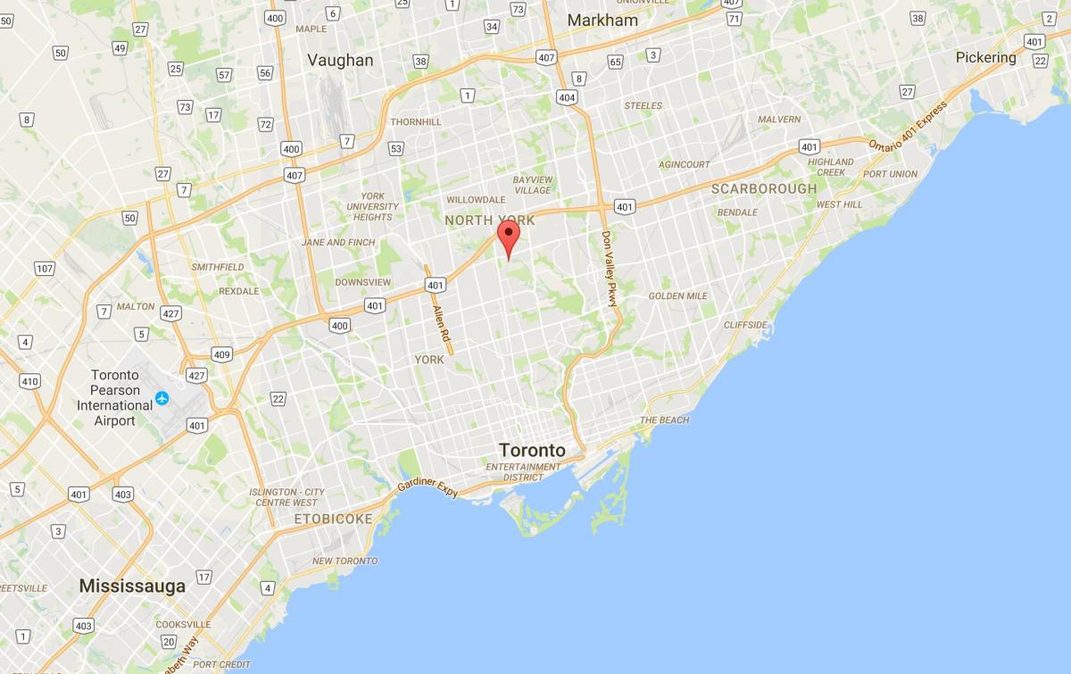 Kort af Hoggs Holur umdæmi Toronto
