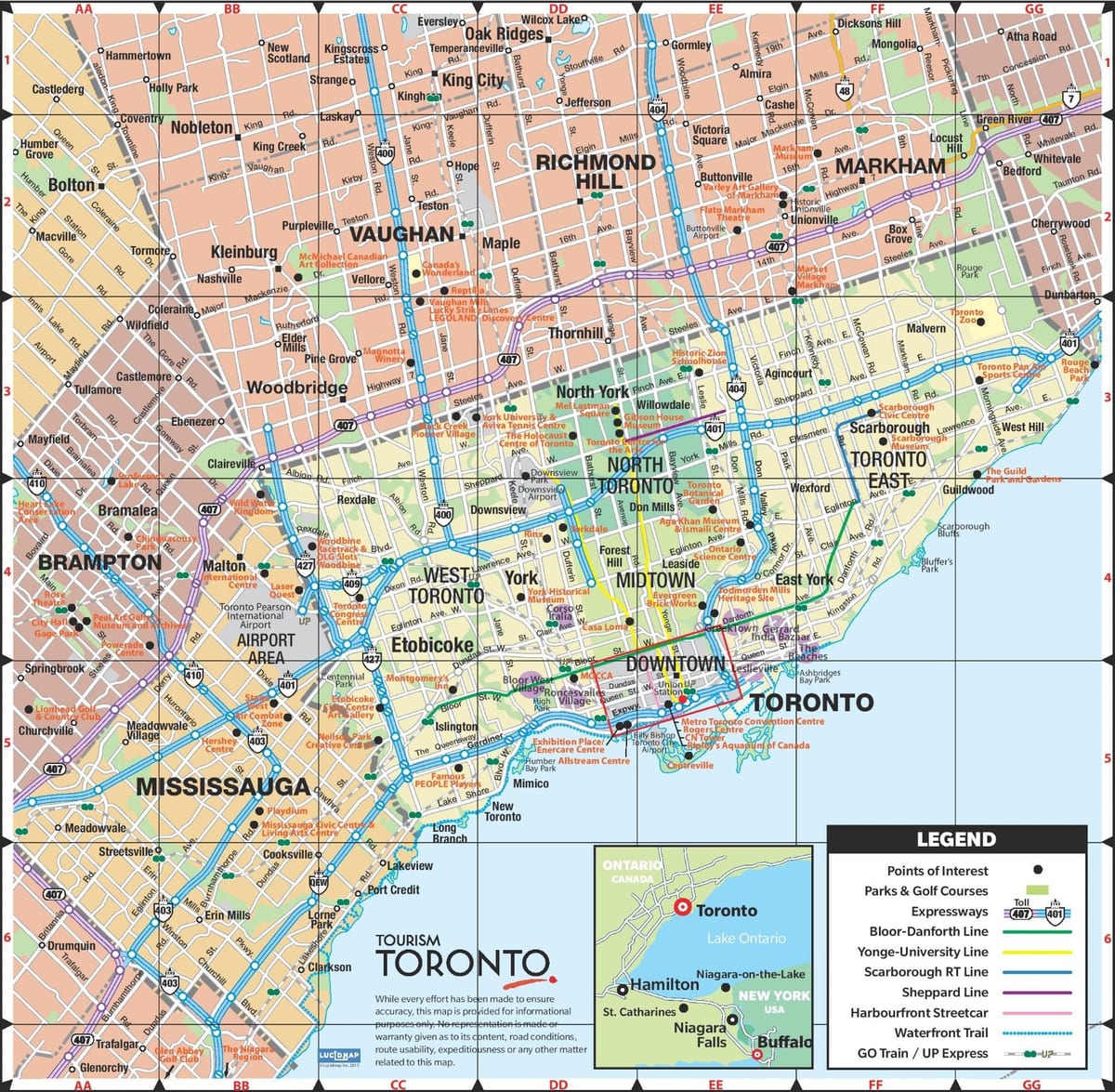 Kort af Hraðbrautum Toronto
