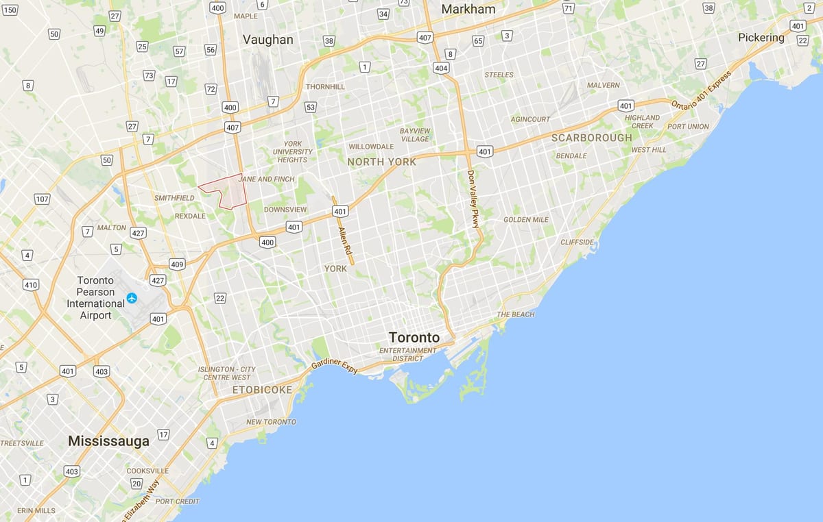 Kort af Humbermede umdæmi Toronto