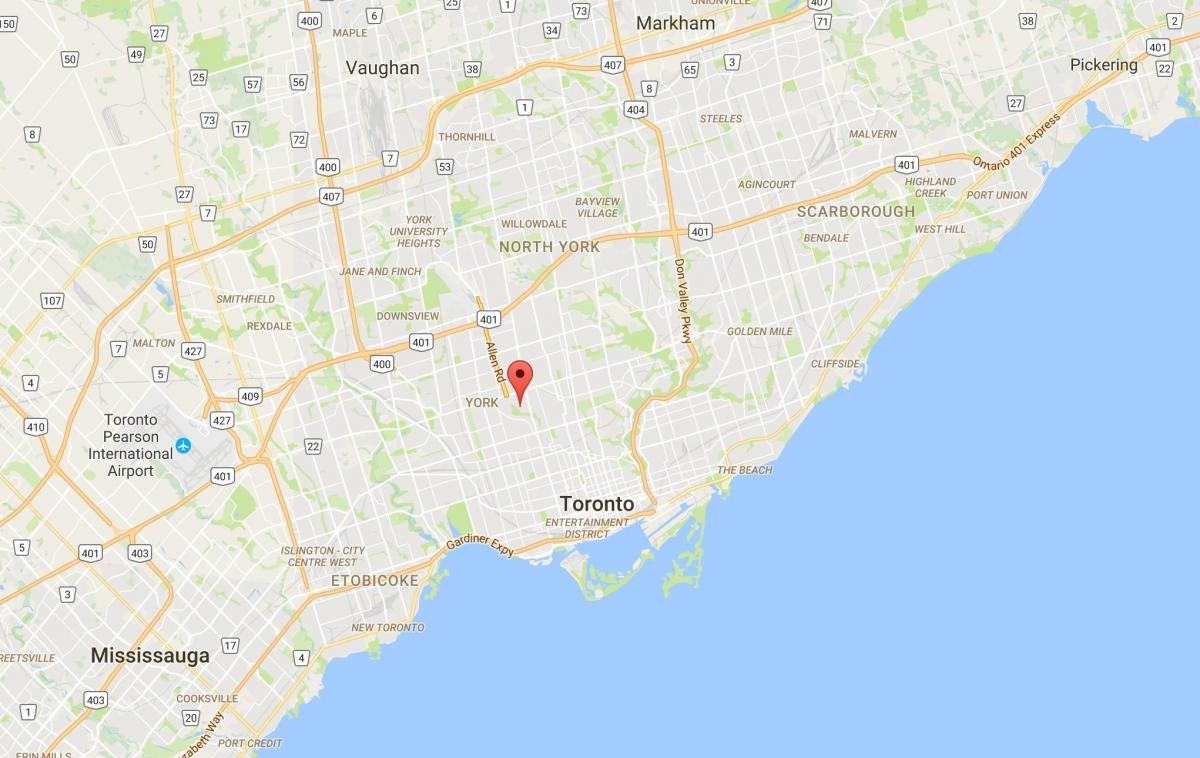 Kort af Humewood–Cedarvale umdæmi Toronto