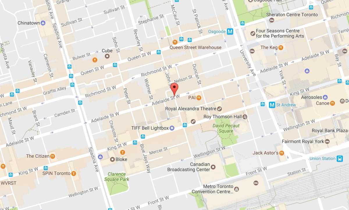 Kort af John götunni Toronto