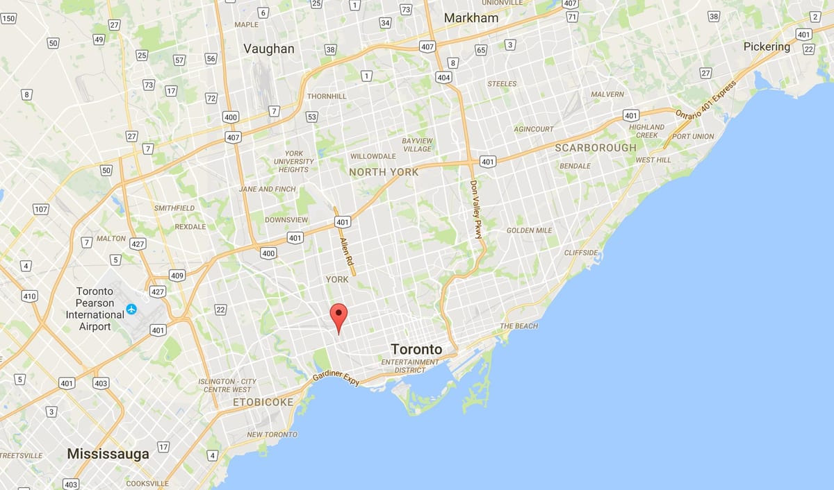 Kort af Junction Þríhyrningur umdæmi Toronto