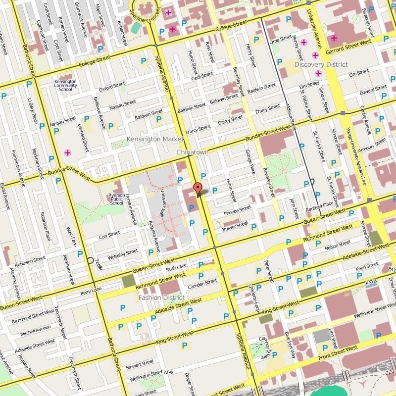 Kort af Kínahverfi Toronto