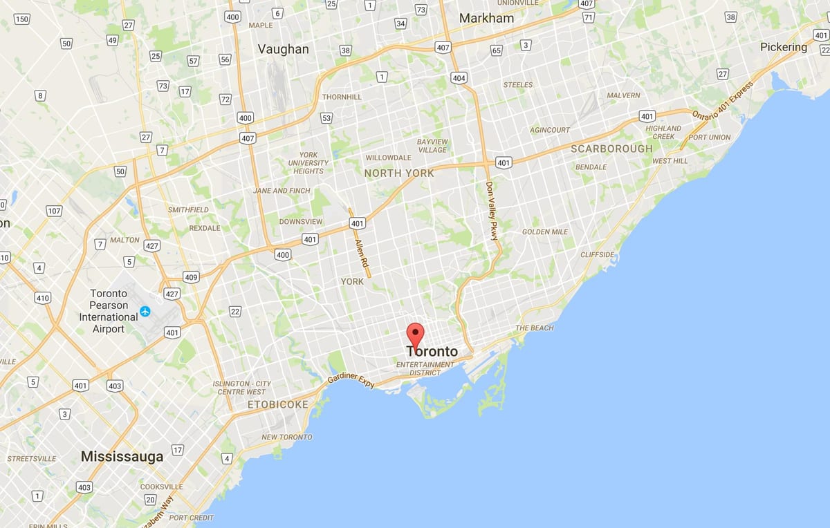 Kort af Kínahverfi umdæmi Toronto