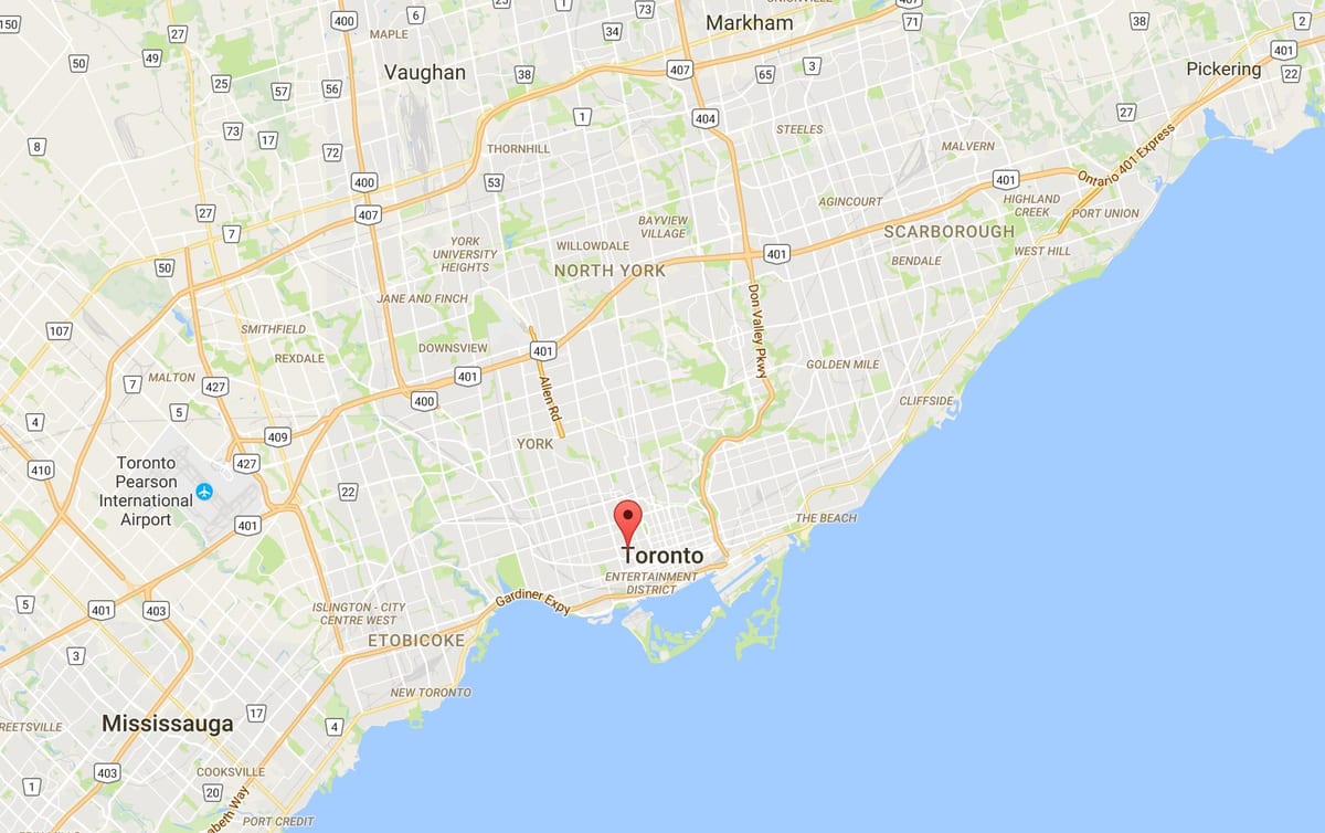 Kort af Kensington Markaði umdæmi Toronto