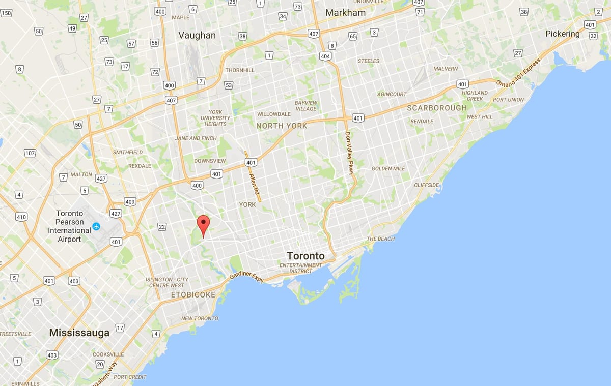 Kort af Lambton umdæmi Toronto