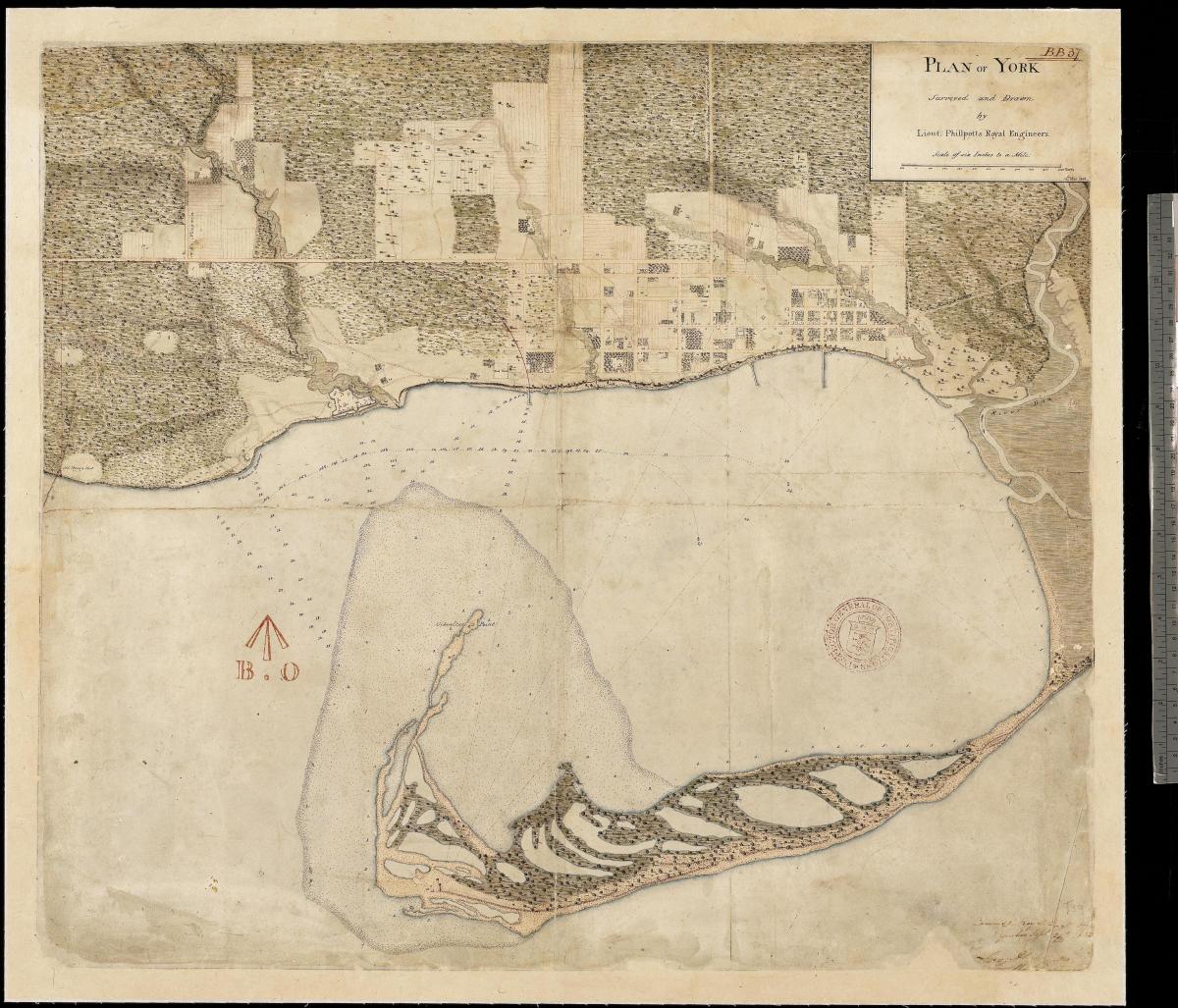 Kort af landi York Toronto er fyrsta centure 1787-1884