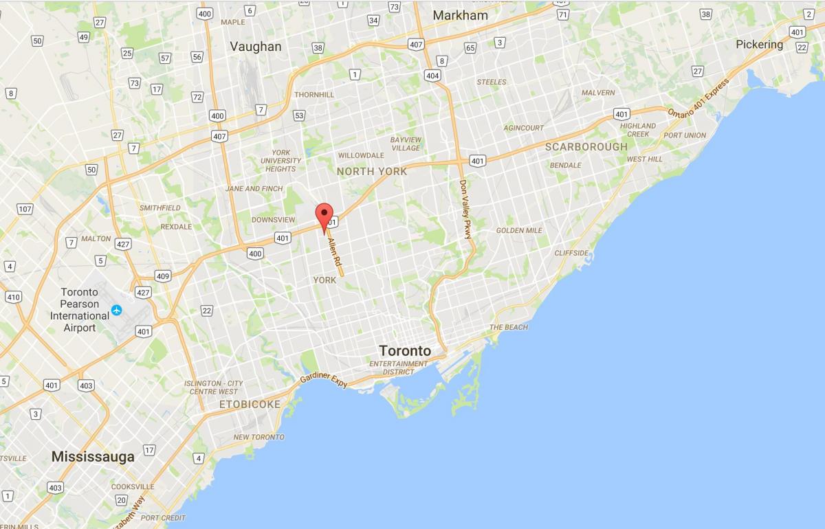 Kort af Lawrence Heights umdæmi Toronto