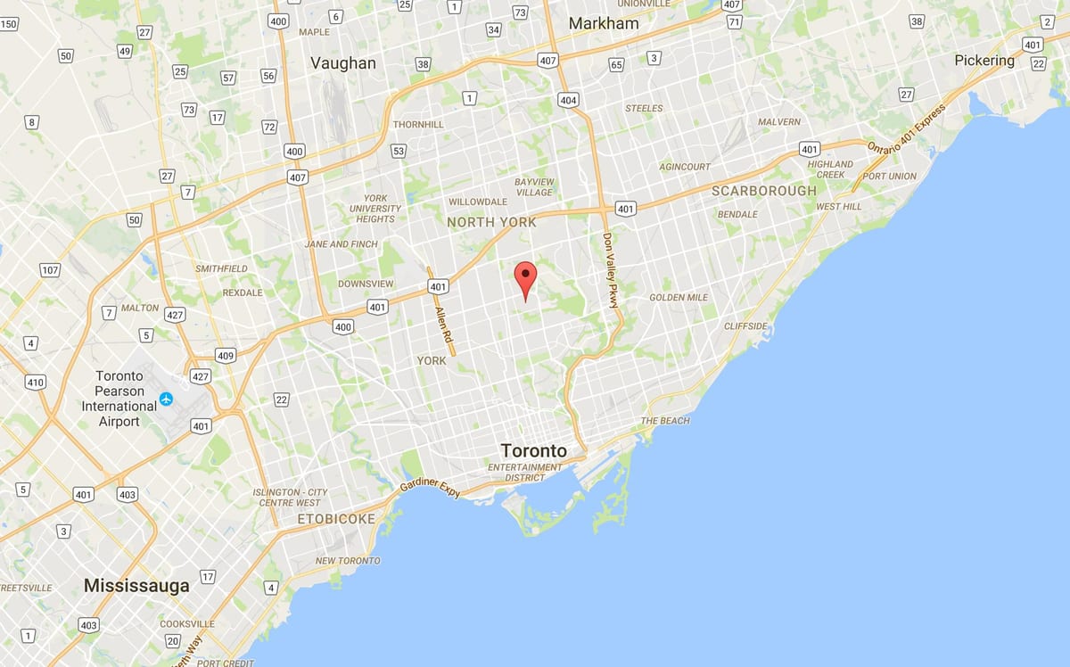 Kort af Lawrence Park umdæmi Toronto