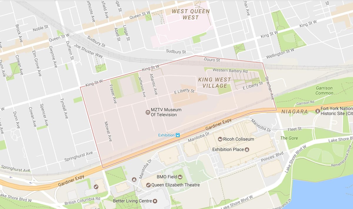 Kort af Liberty Þorpinu hverfinu Toronto